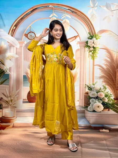 KF 2108 Kalaai Mull Chanderi Embroidery Kurti With Bottom Dupatta 